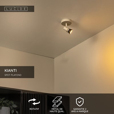 Lucide KIANTI - Spot plafond - Ø 10 cm - 1xGU10 - Taupe
